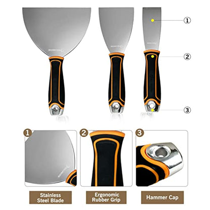 ROLLINGDOG 3PC Putty Knife Set (1.5", 3", 6")