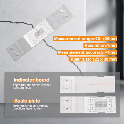 Precision Crack Monitoring Gauge with Dual-Axis Measurement - Standard & Corner Crack Detector for Walls, Concrete (5PCS)