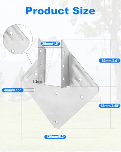 20 Pcs Hurricane Ties Clips,18-Gauge Joist Hangers
