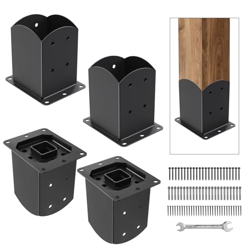 Post Base 4Pcs,4"x4"(Inner Size 3.6"x3.6") Fence Post Brackets - size: 4X4