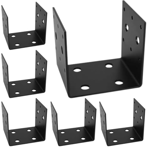 CNQLIS 6 PCS Heavy Duty Shelf Post Base Fit 4" x 4" Post Anchor Connectors - color: Black 6 pieces