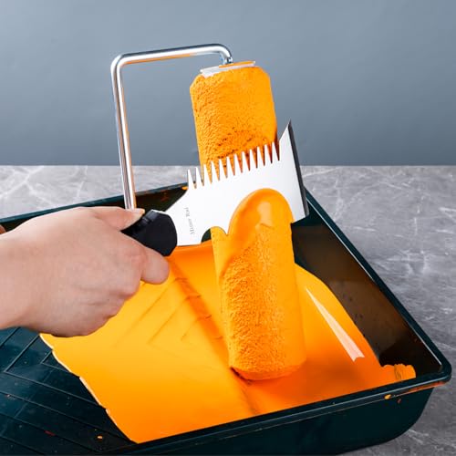 Mister Rui 5-in-1 Paint Brush Comb & Roller Cleaner, Stainless, Hammer Base - color: Black+gray