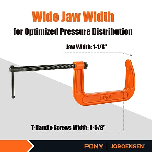 PONY 6" C-Clamp Set, 2660 C-Clamp, 1000 lbs Load Limit, 2-Pack - size: 6"