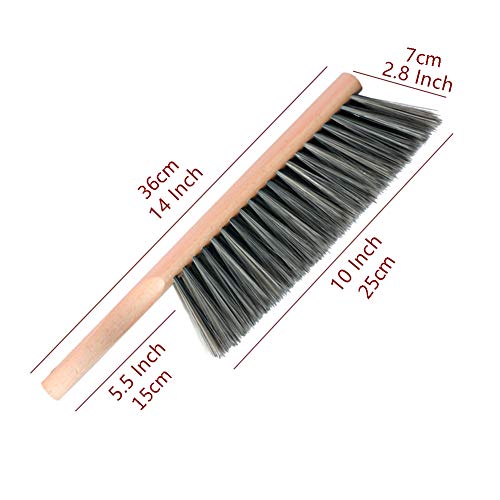Soft Bench Brush Wooden Handle for Shop Counter Sofa 14" (2pcs Gray) - color: 2 Gray