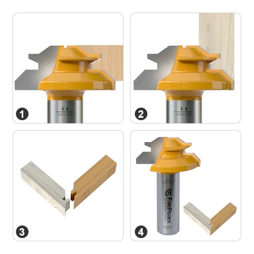 FivePears 45 Degree Lock Miter Router Bit 1/2 Inch Shank,Timberlock 45 Lock Miter Router Bit 3PCS Set,for 31/64",3/4",1",Cutting Height,Timber Lock Router Bit Easy to Create Lock Miter Joint - size: 1/2"shank
