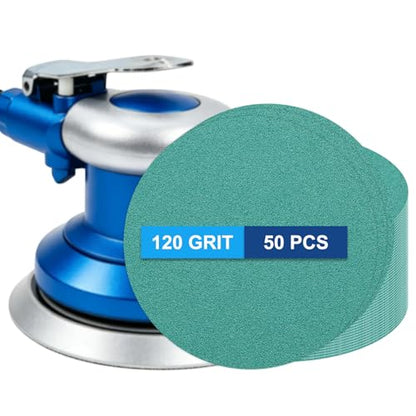 50Pcs 5" PSA Sanding Discs 120 Grit Polyester Film Green - size: 5 Inch-120 Grit