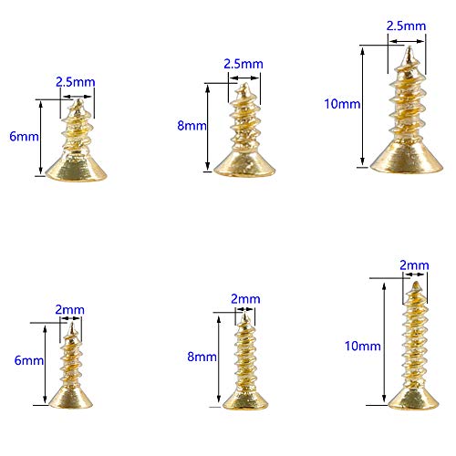 newlng 1200pcs Small Screws 2& 2.5 * 6/8/10mm Phillips Flat Head Cross Self Tapping Tiny Screw Cabinet Electronic Accessories Screw Multifunctional DIY Micro Woodworking Mini Screw Set Gold - color: Gold