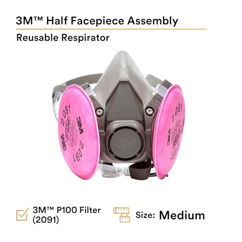 3M Half Facepiece Reusable Respirator Assembly Kit 6291, Medium, 1 Kit