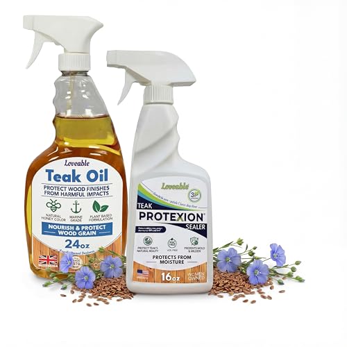 EcoDecors Teak Oil Spray 2 Pack, 48 oz Wood Conditioner for Teak - style: Teak Oil - Sealer Combo