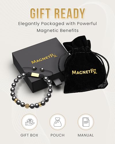 MagnetRX® Hematite Beaded Magnetic Bracelets (Gold Zeus 8mm) - color: Gold Zeus 8mm Bead
