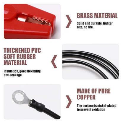 3.3FT Electric Fence Wire Alligator Clips, Electric Fence Kit Connect Energizer, and Electric Fence Charger Solar Powered Electric Fence for Energizer to Fence Wire & Ground System, 2Pcs