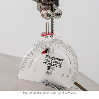 Woodpeckers Drill Press Protractor, Set Angles Quickly & Accurately on Drilling Table & Band Saw, USA Made Drill Press Accessory - DPP