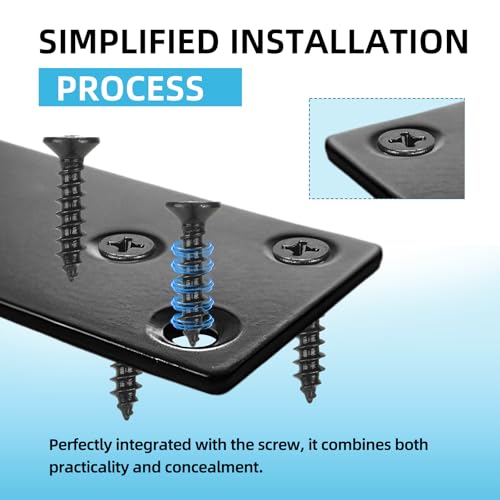 8Pcs Black Mending Plate - 3.15"x1.57" & 2.36"x1.5" Two Size, Stainless Steel Flat Metal Brackets Straight Metal Plate Wood Connector Brackets Fixing Brace Joining Plates for Furniture - size: 3.15"x1.57" & 2.36"x1.5"