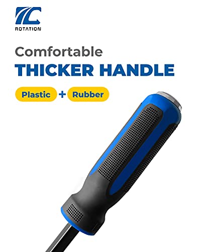 ROTATION 4-Piece Heavy Duty Pry Bar Set with Thicker Hammer Strike Cap and Angled Tip - color: 4pc Blue