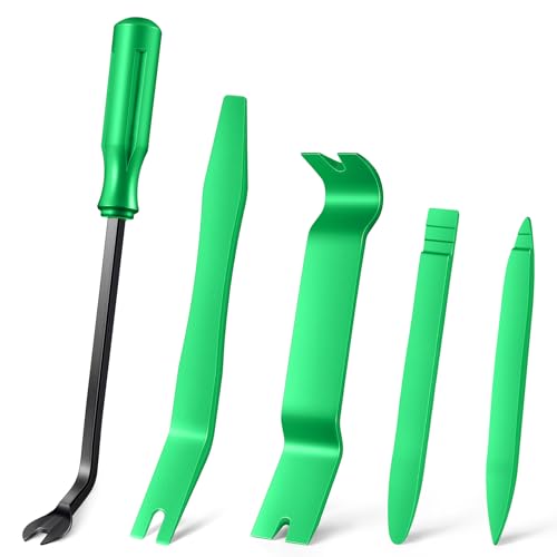 LivTee 5 pcs Auto Trim Removal Tool Kit, No Scratch Plastic Pry Tool Kit - Interior Door Panel Clip Fastener Removal Set for Vehicle Dash Radio Audio Installer (Green) - color: Green