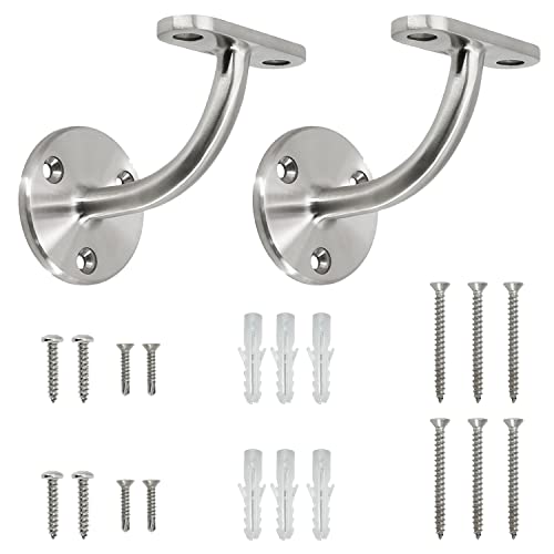 Stainless Steel 316 Grade Wall Mount Staircase Handrail Bracket for Flat Surface Square Rectangle Top Rail Tube, Satin Finish, (WB-E910FS) 2-Pack - color: Satin Finish, size: 2 Pack