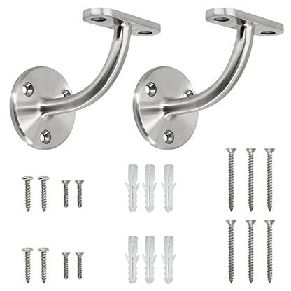 Stainless Steel 316 Grade Wall Mount Staircase Handrail Bracket for Flat Surface Square Rectangle Top Rail Tube, Satin Finish, (WB-E910FS) 2-Pack - color: Satin Finish, size: 2 Pack