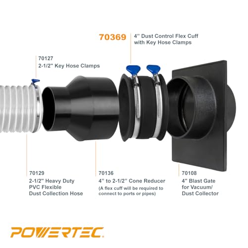 POWERTEC 70262-P2 2-1/2 Inch Key Hose Clamp, Thumb Screw Key Adjustable Stainless Steel Hose Clamps for Dust Collection, Dust Collector and Dryer Vent Hose, Pipe Clamp, RV Clamp,Worm Gear Clamp,20pack - size: 2-1/2 Inch, style: Key clamps (20 PK)
