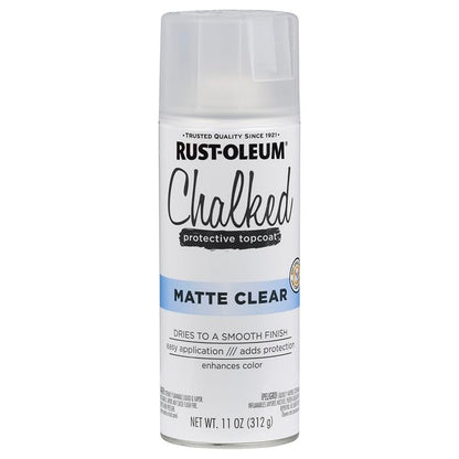 Rust-Oleum Chalked All-in-One Ultra Matte Matte Clear Spray Paint - color: Matte Clear Topcoat, size: 12 Ounce (Pack of 6)