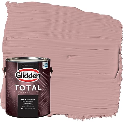 Glidden Total Exterior Paint & Primer All-in-One, Pepperberry/Pink, Flat, 1 Gallon - color: Pepperberry, size: 128 Fl Oz (Pack of 1)