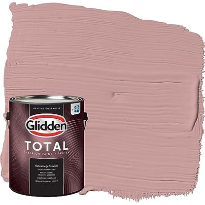 Glidden Total Exterior Paint & Primer All-in-One, Pepperberry/Pink, Flat, 1 Gallon - color: Pepperberry, size: 128 Fl Oz (Pack of 1)