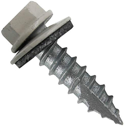 14 x 1 ASH Gray Metal Roofing Screws - Hex Washer Head- Self-Starting/Tapping - EPDM Washer. 1 x 250 Count Bag - 250 Screws - color: ASH GRAY, size: 1"