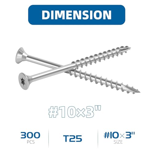 WELLOCKS #10 x 3 in 304 Stainless Deck Screws, 300 PCS - size: #10×3"