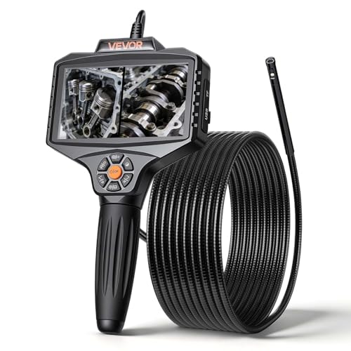 VEVOR 360° Borescope with Innovative 360° Motorized Rotation Probe, 5" 16.4FT Endoscope Inspection Camera, 1080P HD Rigid Snake Scope Cam for Wall Automotive Engine Inspect - size: 5" - 16.4 ft Length