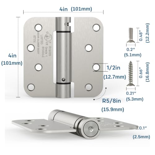 2 Pack 4 Inch Self Closing Door Hinges, Satin Nickel - color: 4" - Satin Nickel
