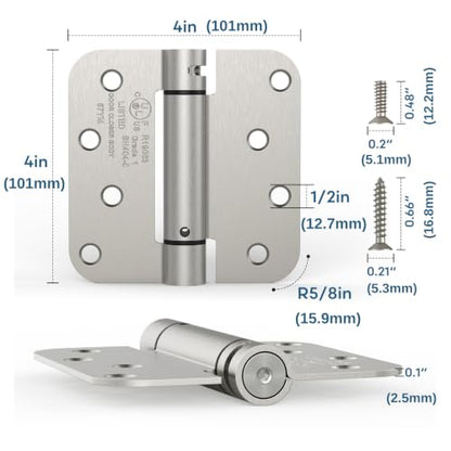 2 Pack 4 Inch Self Closing Door Hinges, Satin Nickel - color: 4" - Satin Nickel