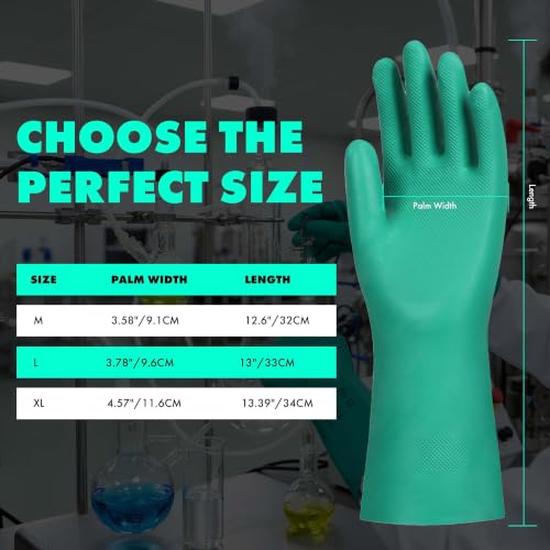2 Pairs Chemical Resistant Heavy Duty Rubber Gloves(Large)