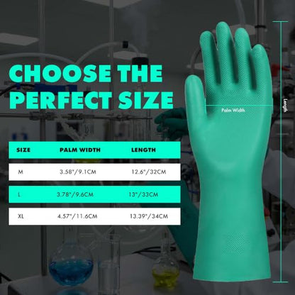 2 Pairs Chemical Resistant Heavy Duty Rubber Gloves(Large)