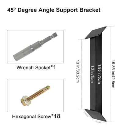 2 Pcs 45 Degree Angle Support Brackets, Heavy Duty Connector Brace for 4x4 Wood Posts and Beams, Black Powder-Coated Steel Corner Joint for Pergola, Gazebo, Tree House, Patio & Cabin