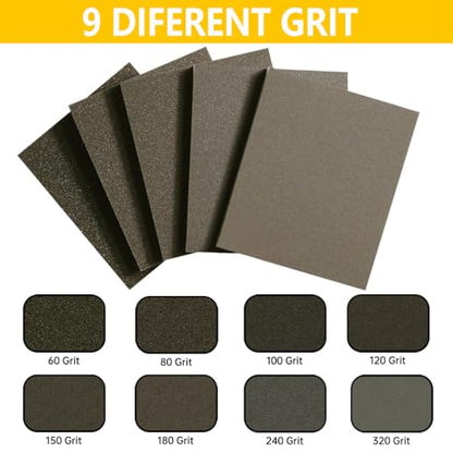16PCS 240 Grits Sanding Sponge Fine Coarse Sanding Block, Washable and Reusable Wet Dry Sandpaper Sponge， Sander Sponges for Wood Drywall Metal Wood - color: Brown, size: 240 Grits-16PCS