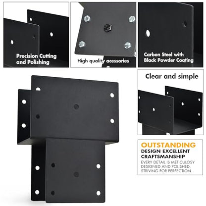 2 Pack 4x4 Heavy Duty Post Cap Tie Bracket for Gazebo, Deck, Beam - size: Standard 4"x4"(Actual 3.5"x3.5")