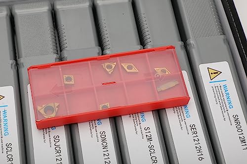 Indexable Lathe Turning Tool 21Pcs Kit 1/2'' 12mm Shank 7 Pcs Metal Lathe Tool Holder Set with 14 Pcs Turning Inserts for Turning Grooving Threading Boring Carbide Inserts Carbide Turning Tool - style: 7pcs 1/2" 12mm holder+14pcs inserts