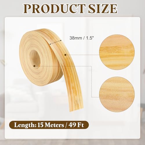 uxcell 1-1/2 Inch x 49ft Wood Veneer Edge Banding, Pre-Glued Flexible Pine Edging Strips, Iron on with Hot Melt Adhesive Wood Tape for Cabinet Repair and Furniture Restoration - size: 1-1/2 Inch x 49ft