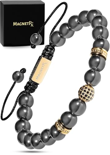 MagnetRX® Hematite Beaded Magnetic Bracelets (Gold Zeus 8mm) - color: Gold Zeus 8mm Bead