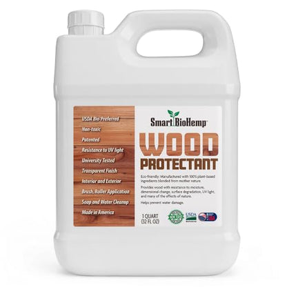 Smart BioHemp Plant-Powered 1-Quart Protectant, Protects Wood from Water & UV Rays, Penetrating Wood Treatment for Outdoor and Indoor Furniture, Marine, and Decking, 75-100 Sq. Ft of Coverage - size: Quart