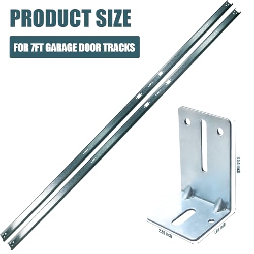 Garage Door Vertical Track Replacement with Jamb Bracket J6, 6 Pack, Galvanized Steel Garage Door Hardware Rails Kit for 2" Light Commercial Side Track Rollers and 7' Ft Tall