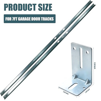 Garage Door Vertical Track Replacement with Jamb Bracket J6, 6 Pack, Galvanized Steel Garage Door Hardware Rails Kit for 2" Light Commercial Side Track Rollers and 7' Ft Tall