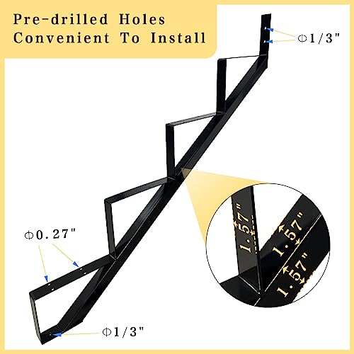 4 Step Metal Stair Step Steel Riser Stringers for 34.7" Height Deck, 2Packs - size: 4 Steps