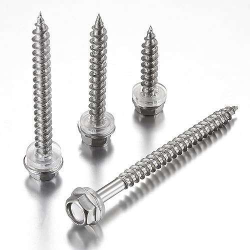 WenSilon (130Pcs)#10x1-1/2 Self-Tapping Screws for Wood 410 Stainless Steel Hexagon Head Quick Tapping - color: #10x1-1/2"