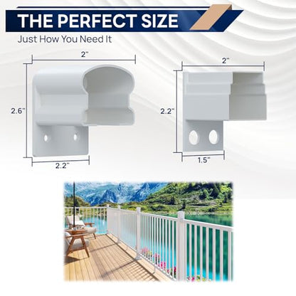 Egadis 4 Pack Modular Aluminum Fixed Railing Bracket, White - color: White Level Fixed Bracket - 4x Pack