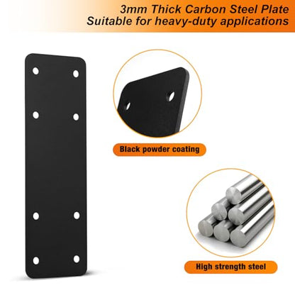 4 Pcs 10"x3" Straight Steel Plate for Wood, 3MM, Black - style: I Shape(10x3x0.12)