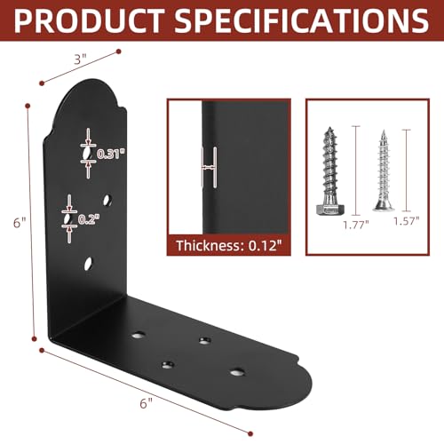 2 Pcs 90 Degree Angle Bracket, Heavy Duty L Brackets Support Angle Brace Carbon Steel Right Angle Flat Plate Bracket with Screws for Repair House Wood Lumber Timber Connectors - style: Flush Inside 45-Degree