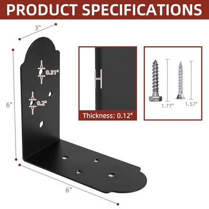2 Pcs 90 Degree Angle Bracket, Heavy Duty L Brackets Support Angle Brace Carbon Steel Right Angle Flat Plate Bracket with Screws for Repair House Wood Lumber Timber Connectors - style: Flush Inside 45-Degree