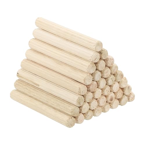 PATIKIL 3/16" x 2"(5 x 50mm) Wood Dowel Pins, 60 Pack Fluted Wooden Dowel Pin Straight Groove Rods for Furniture Door Art Crafts Projects - size: 3/16" x 2"