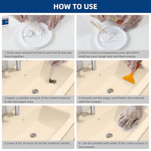 Tub and Fiberglass Shower Repair Kit White, Porcelain Tile Repair Kit