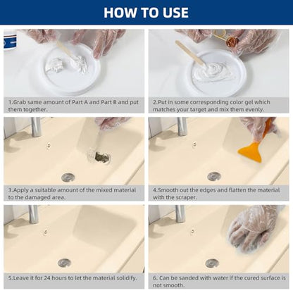 Tub and Fiberglass Shower Repair Kit White, Porcelain Tile Repair Kit